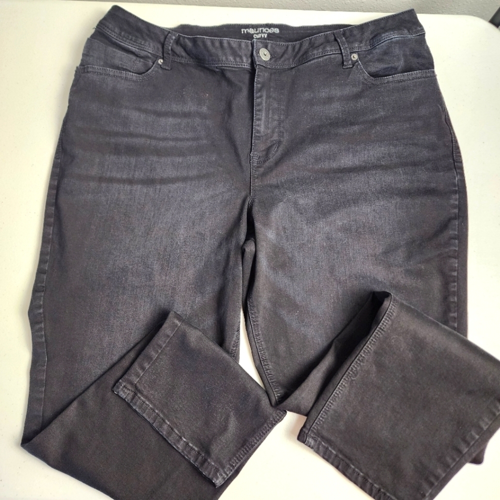 Maurices Curvy Stretchy High Rise Skinny Black Jeans Women's Plus Size 22 Reg